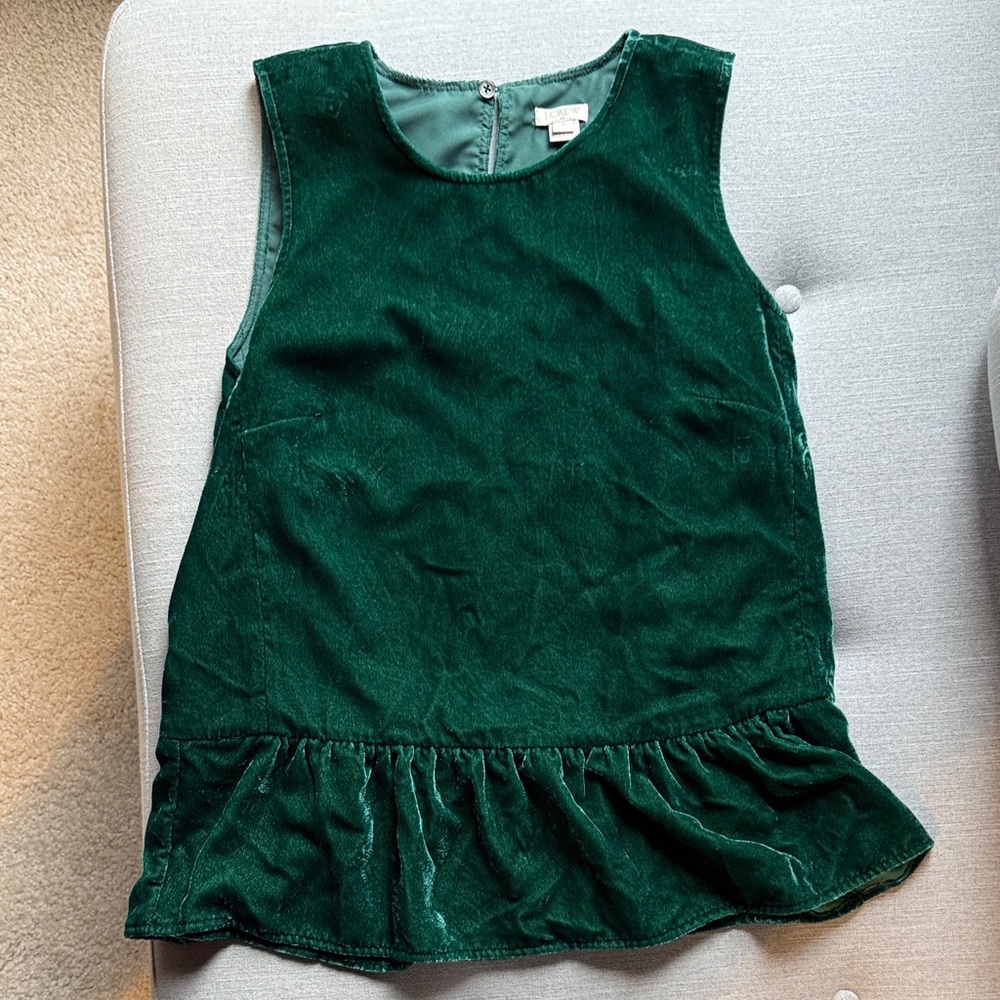 J. Crew Green Velvet Sleeveless Top